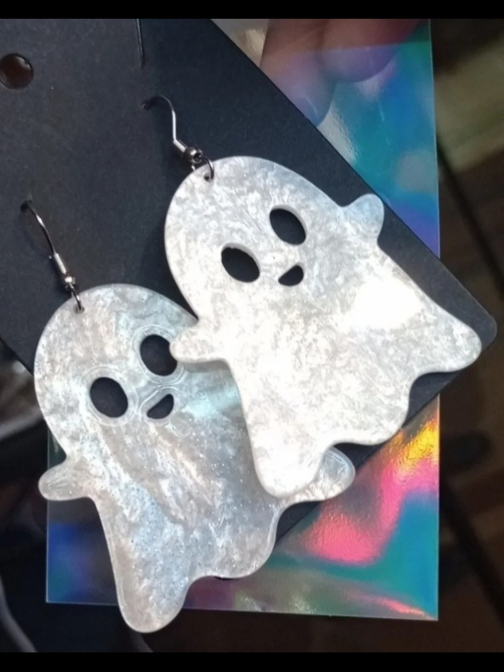 $8 Each Or Bundle 5/$20 Ghost Dangle Earrings in Iridescent Pearl White